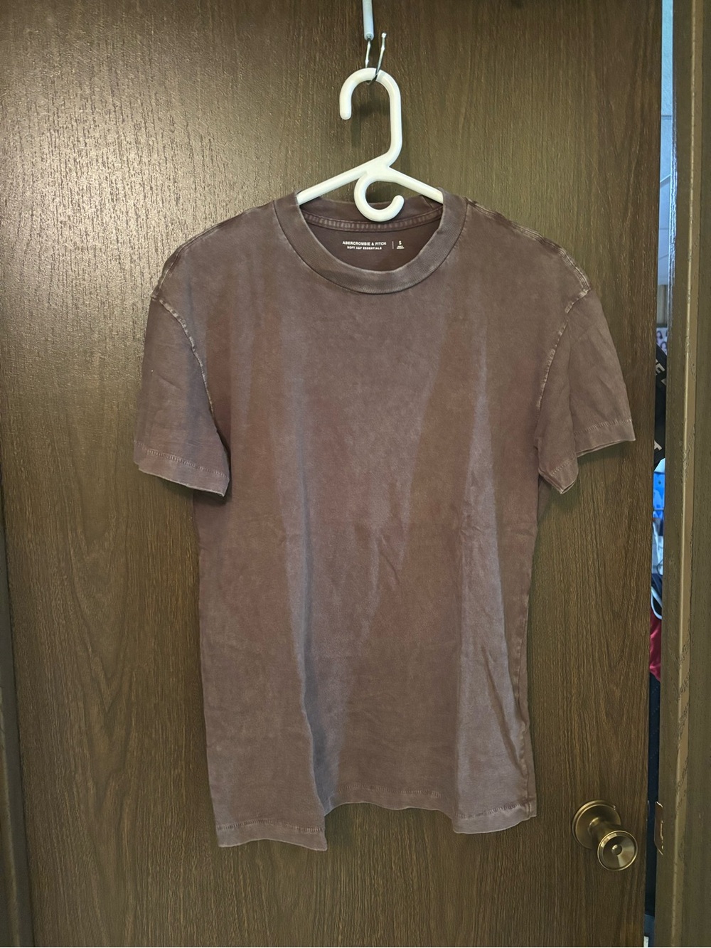 Abercrombie and Fitch Men's Vintage-Style Washed Crewneck T-Shirt - Brown